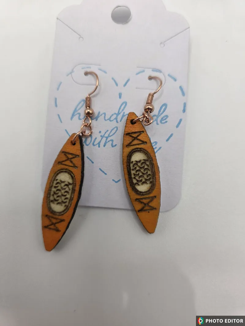 Kayak Wooden Earring-1