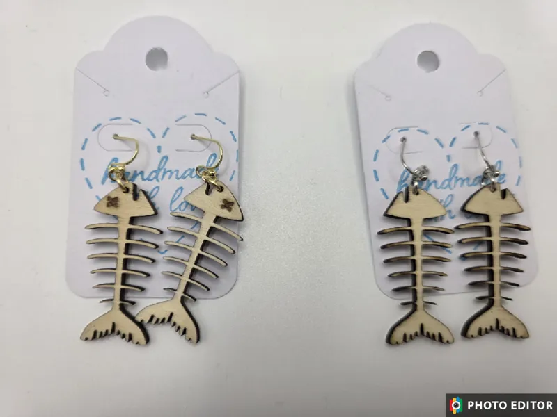 Fish Wooden Earring-1