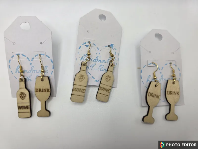 Wine Wooden Earring-1