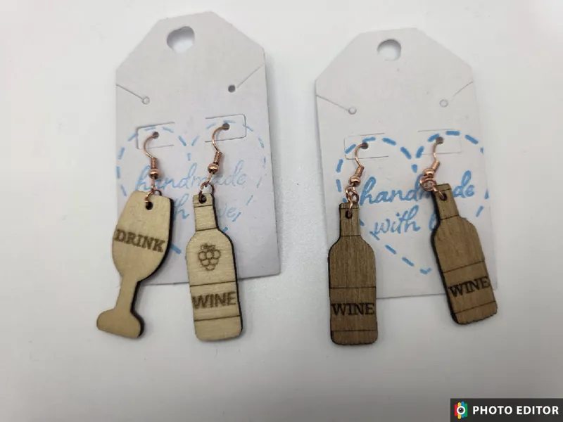 Wine Wooden Earring-2