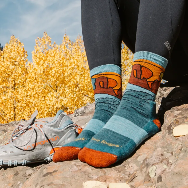 Darn Tough Celeste Micro Crew Women's Midweight Hiking Socks in Teal-2