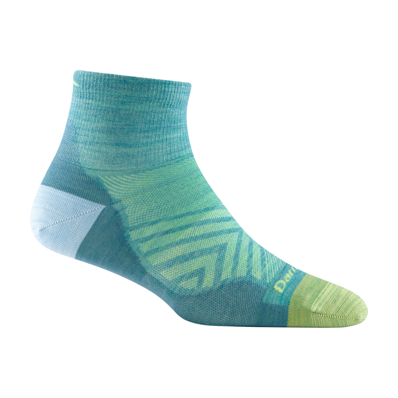 Darn Tough Run Quarter Women's Ultra-Lightweight Running Socks in Aqua