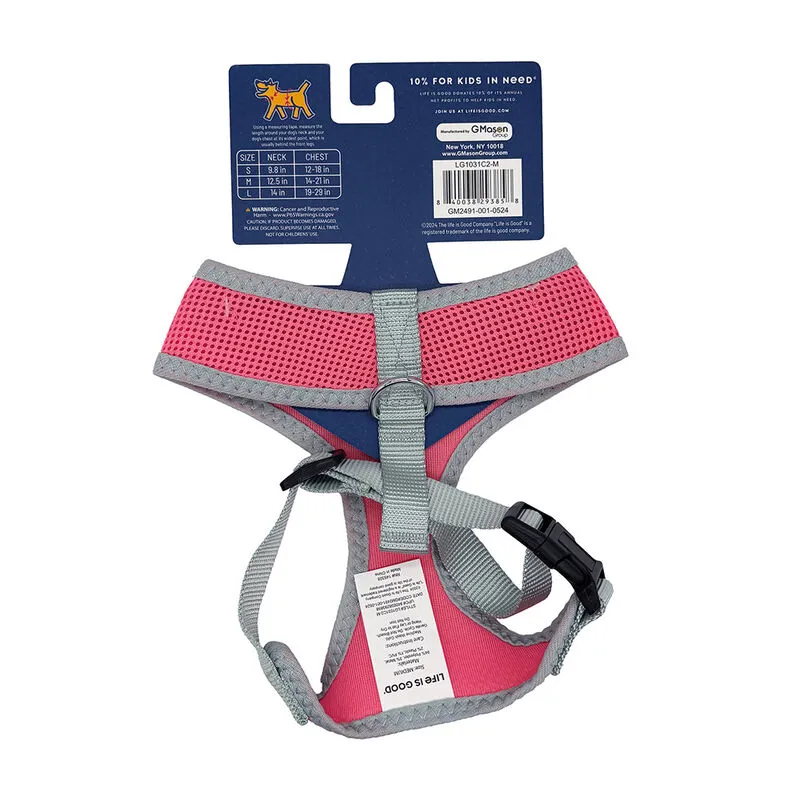 Life Is Good Mesh Dog Harness Medium in Pink-3