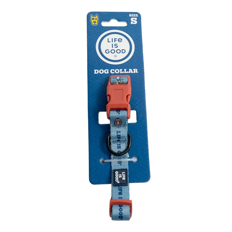 Life Is Good Sports Icons Dog Collar Small in Smoky Blue