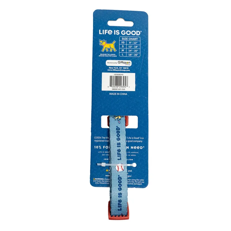 Life Is Good Sports Icons Dog Collar Small in Smoky Blue-1