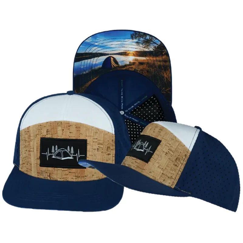 The Heartbeat Brand Camp Flat Bill Laser Mesh Hat in Cork