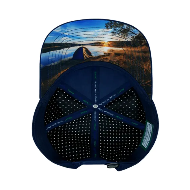 The Heartbeat Brand Camp Flat Bill Laser Mesh Hat in Cork-3