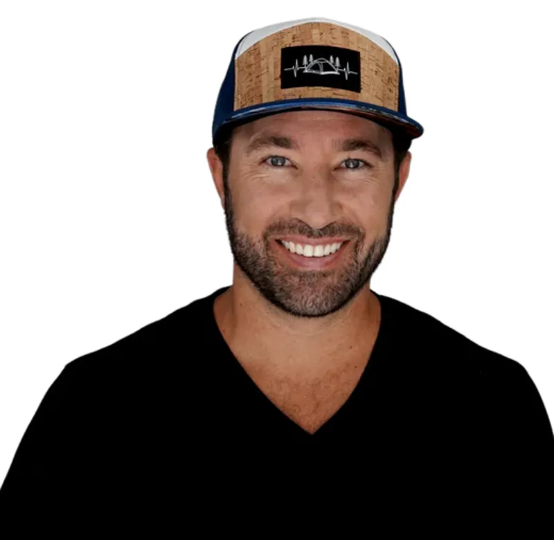 The Heartbeat Brand Camp Flat Bill Laser Mesh Hat in Cork-5