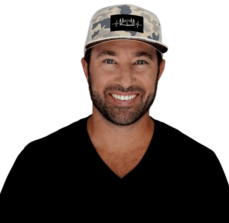 The Heartbeat Brand Camp Flat Bill Laser Mesh Hat in Cream and Camo-5