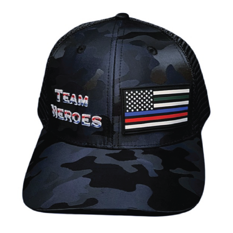 The Heartbeat Brand Team Heroes Baseball Hat Trucker Mesh in Black-1