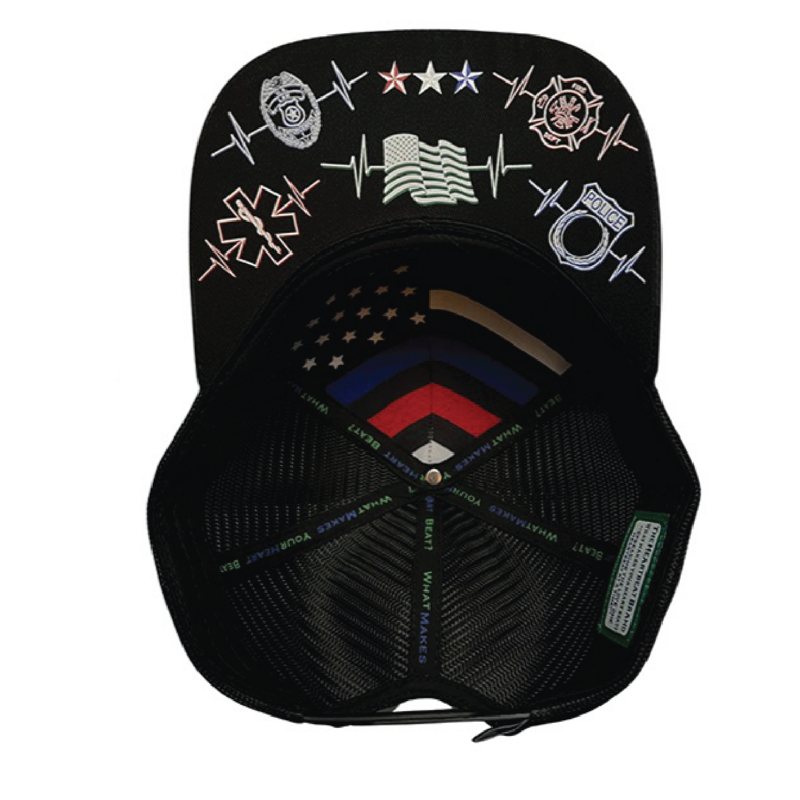 The Heartbeat Brand Team Heroes Baseball Hat Trucker Mesh in Black-2