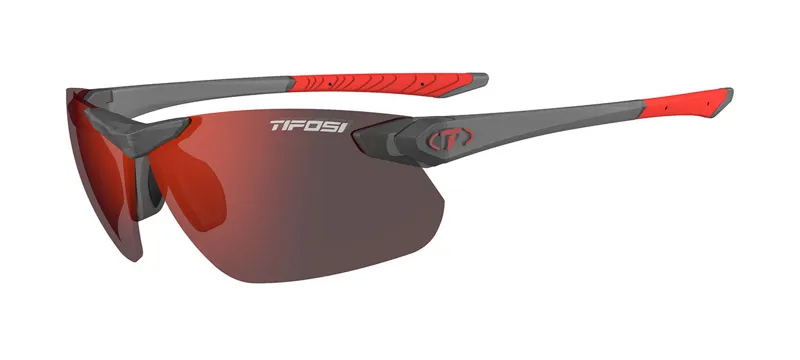Tifosi Seek FC 2.0 Sunglasses Satin Vapor Smoke Red Mirror in Red