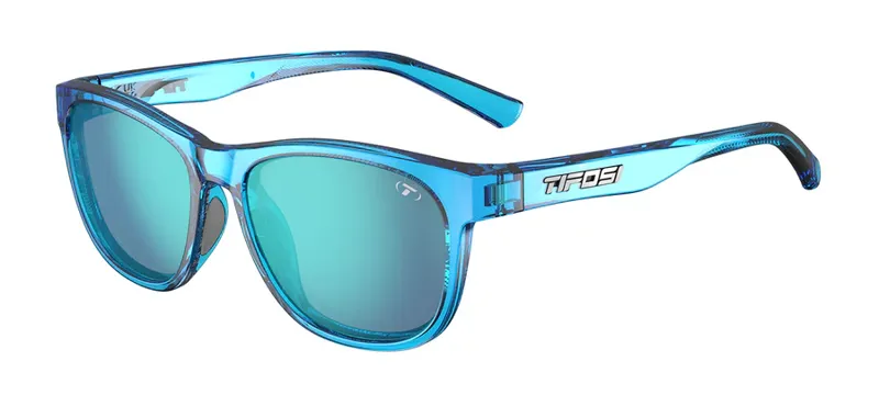 Tifosi Swank Crystal Sky Blue Sunglasses in Smoke Bright Blue Mirror