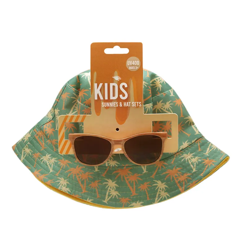 Wilcor Kids Bucket Hat with Sunglasses Tree in Green