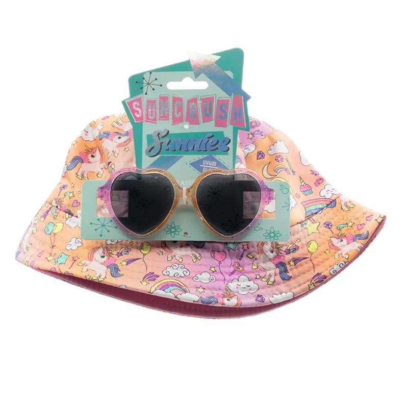 Wilcor Kids Bucket Hat with Sunglasses Unicorn in Purple