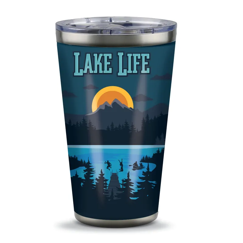 Wilcor Lake Life At Night Stainless Steel Travel Mug 16 OZ